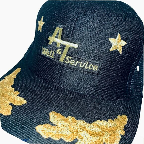 Vtg A & T Well Service Mesh Snapback Gold Scrambled Eggs Hat Cap Made in USA EUC - Picture 1 of 10